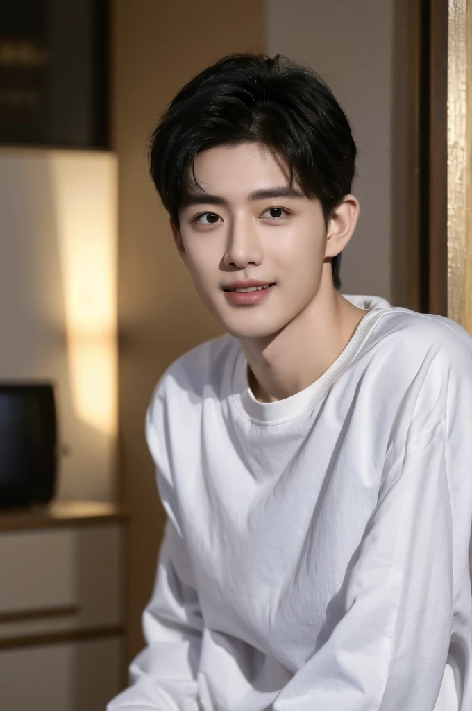 ((highest quality, 8K, masterpiece: 1.3)), New York City、Handsome boy in street fashion:1.5, 28-year-old、Delinquent boy、 well-groomed face, black hair、thin face、(white skin:1.5)、close up shot、black eyes、boy sad、Super handsome、sexy eyes、Extra-fine face, handsome nose, small eyes and face, beautiful lighting, High resolution, detailed mouth, laughing out loud, Laughter、Delighted、whole body: 1.5, perfect body shape、super slim,medium hair、STUSSY clothes、Oversized clothes、same clothes