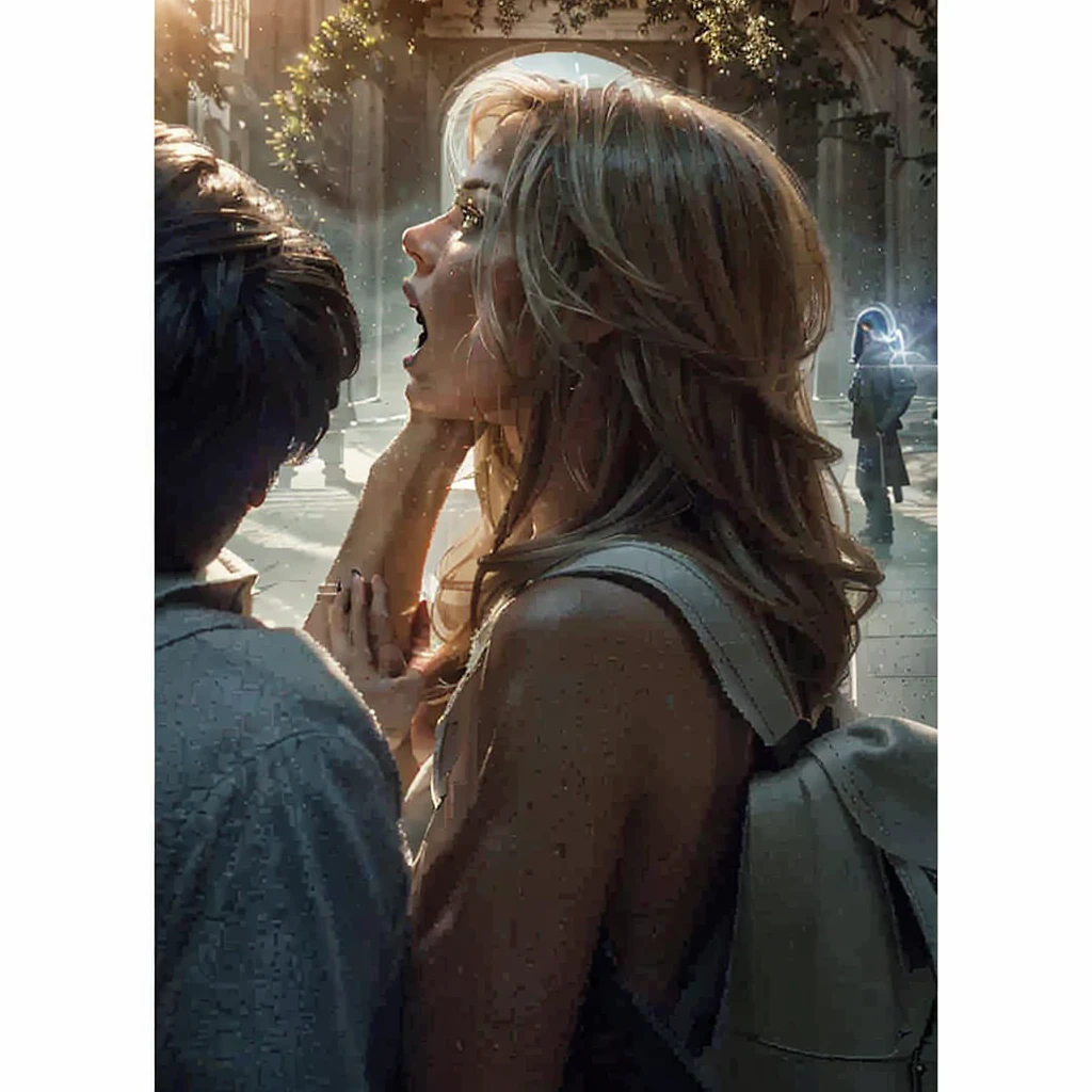 Close Up, Real image of people with shocked expressions on their faces observing a portal in the sky in Pasadena California. Photorealism, full view, highly detailed image, very realistic, hyperrealism, Ultra HD, 8k, 5, sharp focus, intricate and mysterious masterpiece. (Long exposure photography Very detailed close-up portrait artistic illustration: final quality, medium shot, backlight, Rich and striking. Enigmatic and mysterious manipulations (composition of the rule of thirds), ((detailed environment with strong lines) The best quality, in camera, white light, warm and clean aesthetics, dazzling screen composed of millions of brilliant ultraviolet rays, HDR.