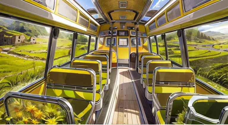 masterpieceA high resolution,ultra-detailed,Trip,(((Tour bus))),grass field,afar,mont.