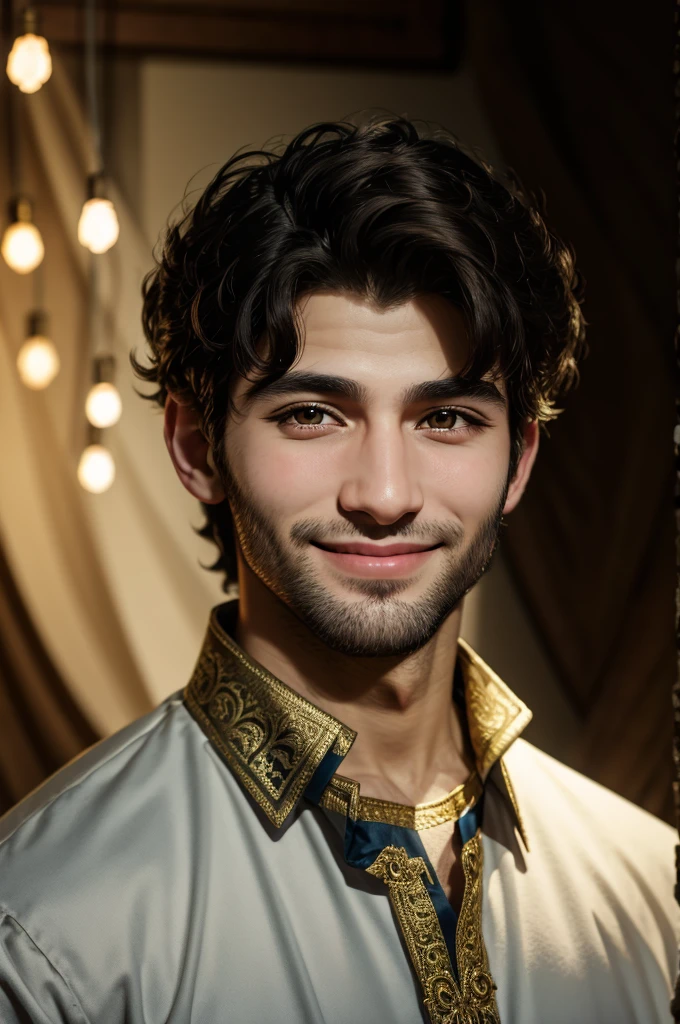 georgian man standing, smiling, light background
