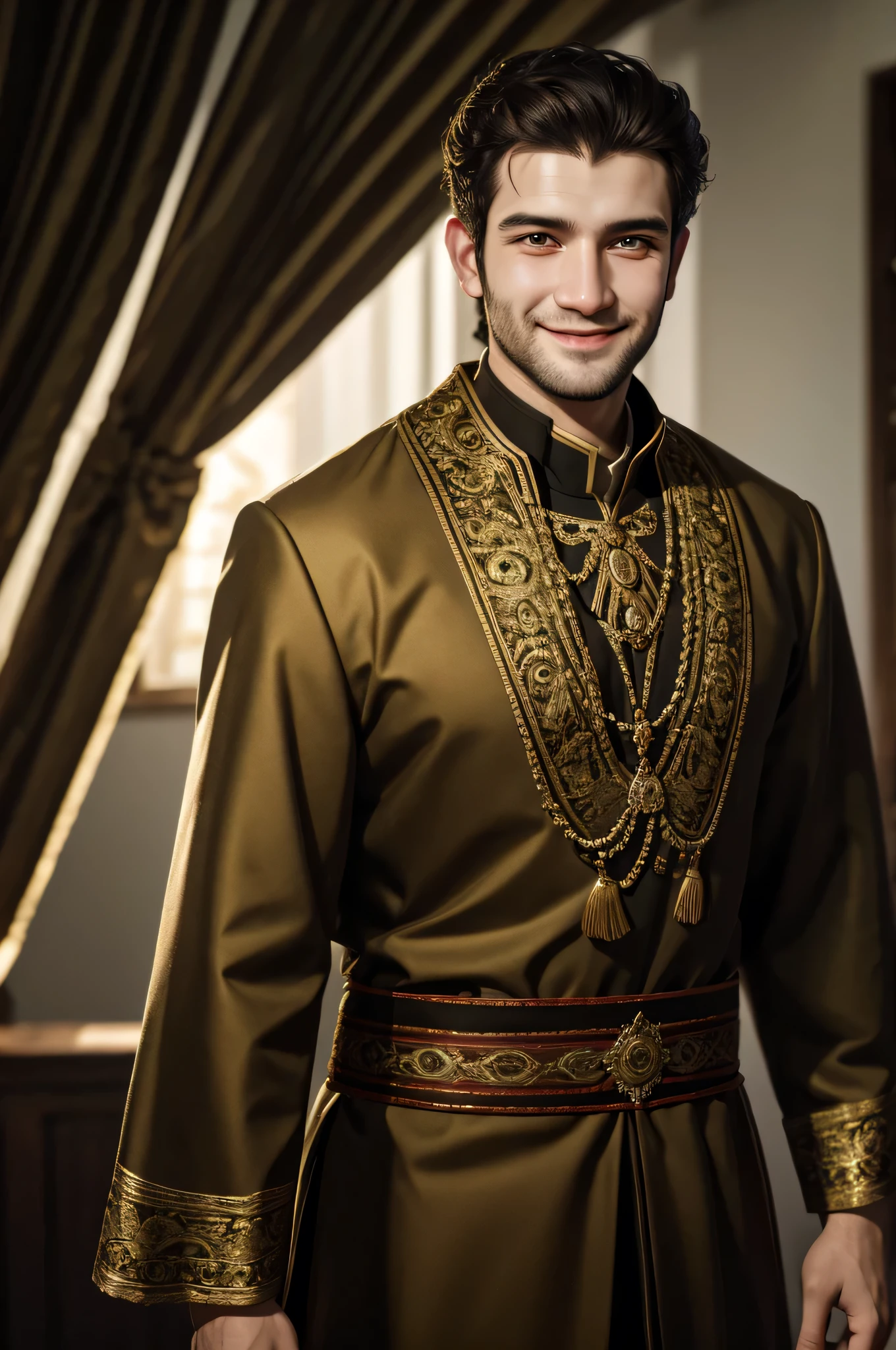 georgian man standing, smiling, light background