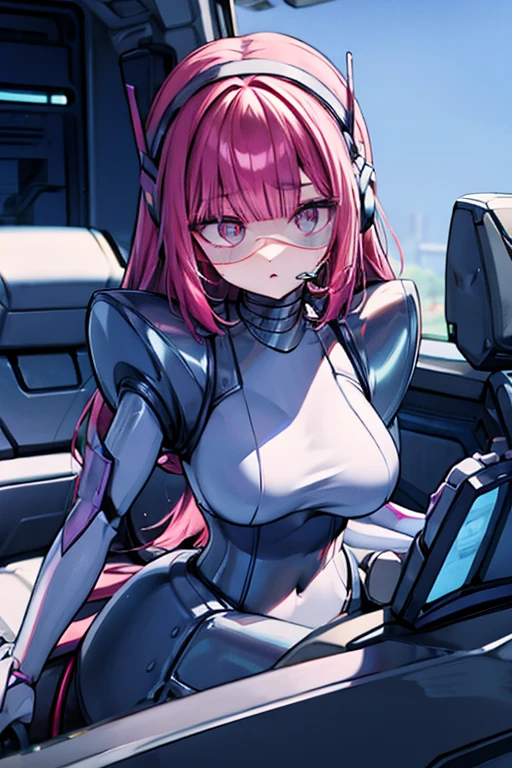 empty eyes,Robotized woman,robot transformation ,big breast,robot joint