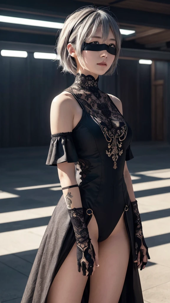 (非常に詳細な CG ユニティ 8K 壁紙), (masterpiece), (Highest quality), (Super detailed), (Best illustrations), (Best Shadow), (Absurd), 2b, One girl, short hair, Long ponytail, Regular size , Gray Hair, Blindfolded Solo, Intimidating woman, Admiral's Uniform, night, Hero Pose, White clothes, General uniform, uniform, sunlight, sunlightにさらされる,commander, Cape, Finding, ((Beautiful Fantasy Girl)), (Master Parts: 1.2), Highest quality, High resolution, Photorealistic, Photogenic, ユニティ 8K 壁紙, Perfect lighting, (Perfect Arms, Perfect Anatomy) Beautiful Face, Intricate details, Realistic details, anime, Perfect Girl, Perfect detail, Ultra HD |, 8K, Professional photos(非常に詳細な CG ユニティ 8K 壁紙), (masterpiece), (Highest quality), (Super detailed), (Best illustrations), (Best Shadow), (Absurd), 2b, One girl, short hair, Short Ponytail, Regular size , Gray Hair, Blindfolded Solo, Intimidating woman, Admiral's Uniform, night, Hero Pose, White clothes, General uniform, uniform, sunlight, sunlightにさらされる, commander, Black clothes, Sunlit, Sunset background