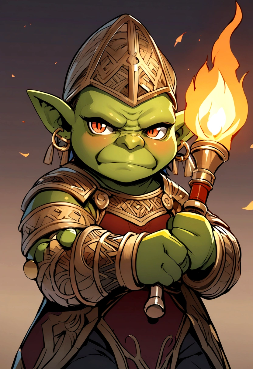 Cute orc holding a torch