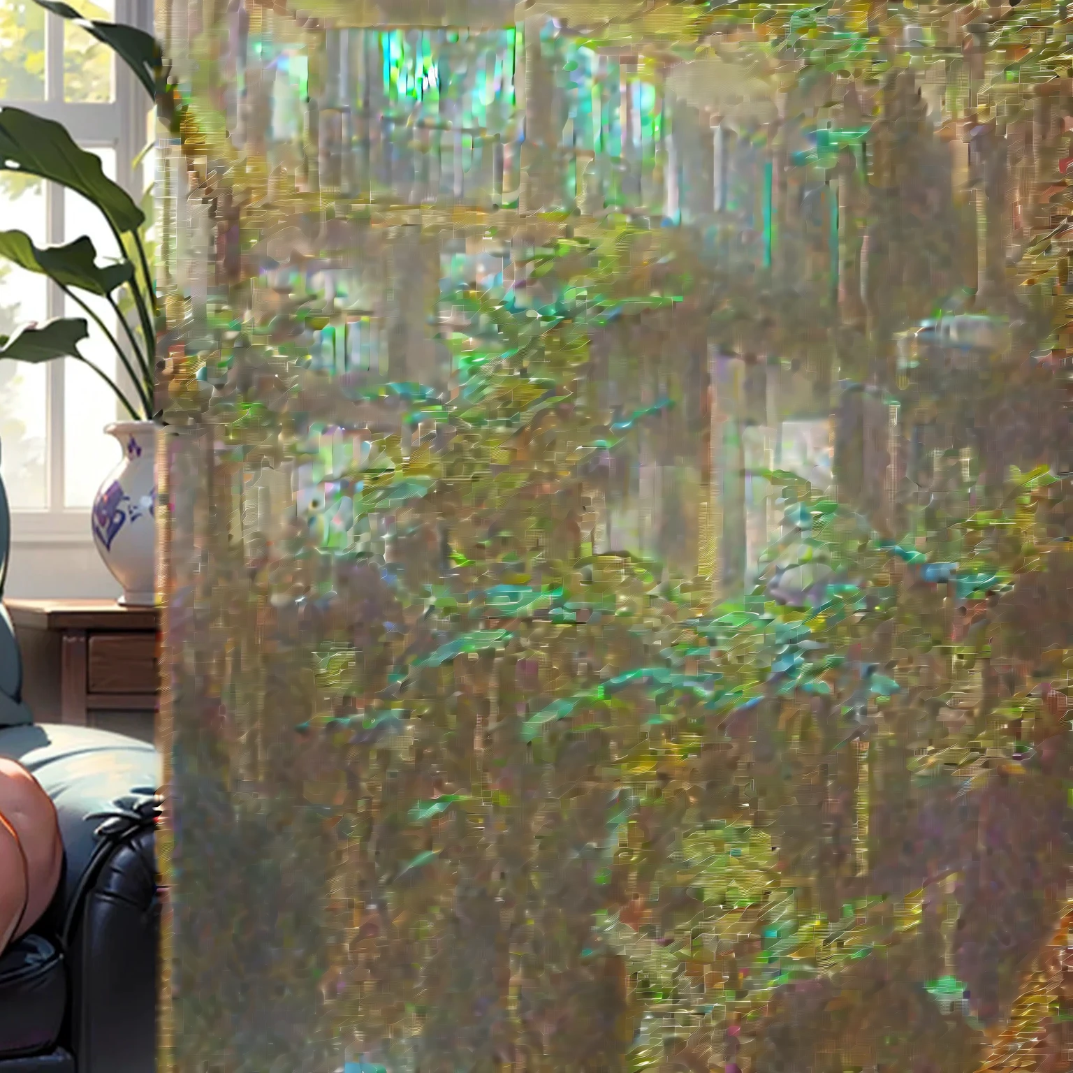(((hotel room))),(((big windows with jungle view)))