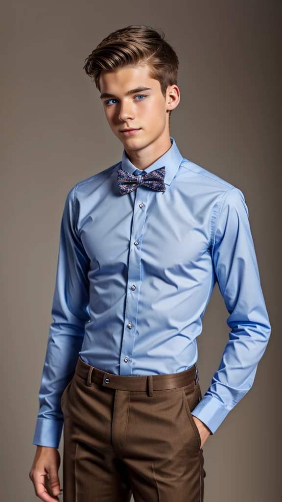 19 year old male wearing bow tie and lomg sleveed button up
4K HIGH REZ
Physical Description: Brown colored hair and skinny build. 5"5 and 150 LB. Blue eyes.
.