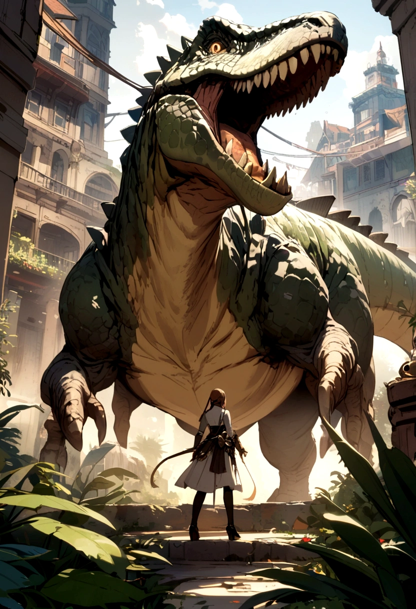 a dinosaur play video game