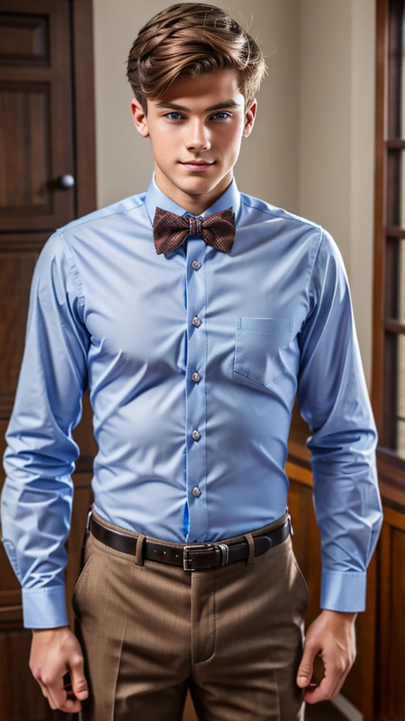 19 year old male wearing bow tie and lomg sleveed button up
4K HIGH REZ
Physical Description: Brown colored hair and skinny build. 5"5 and 150 LB. Blue eyes.
.