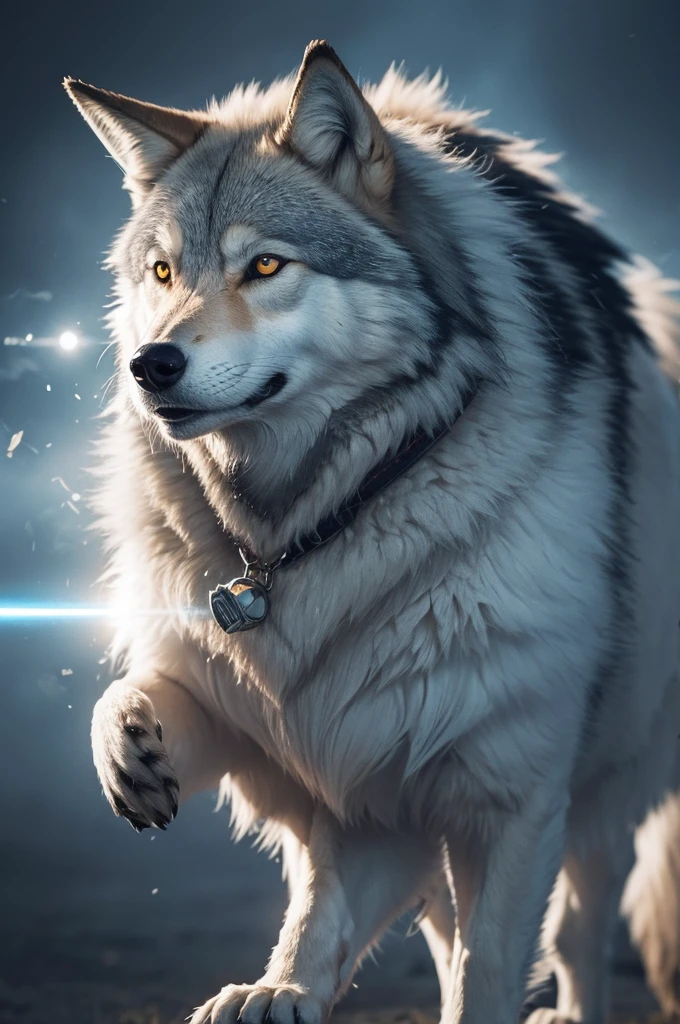 Wolf with nuclear element and write WOLF NUCLEAR