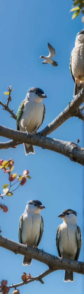 Birds on branch tree and day