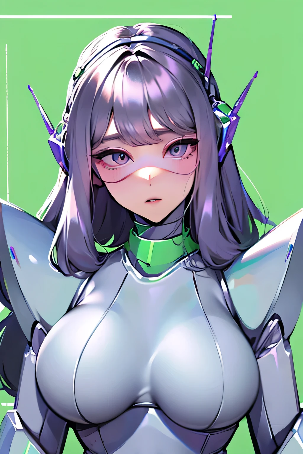 empty eyes,Robotized woman,robot transformation ,big breast,robot joint