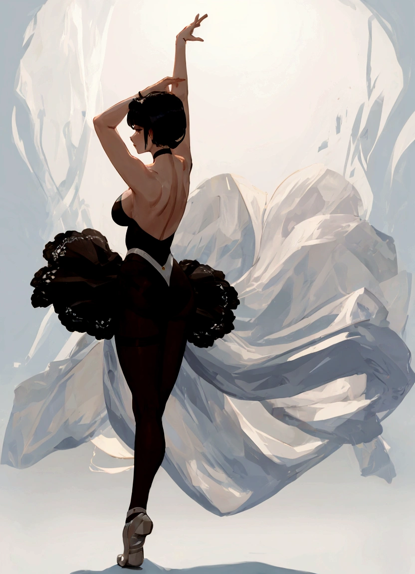 ballet dancer , big ass , big bobs, White background , long hair