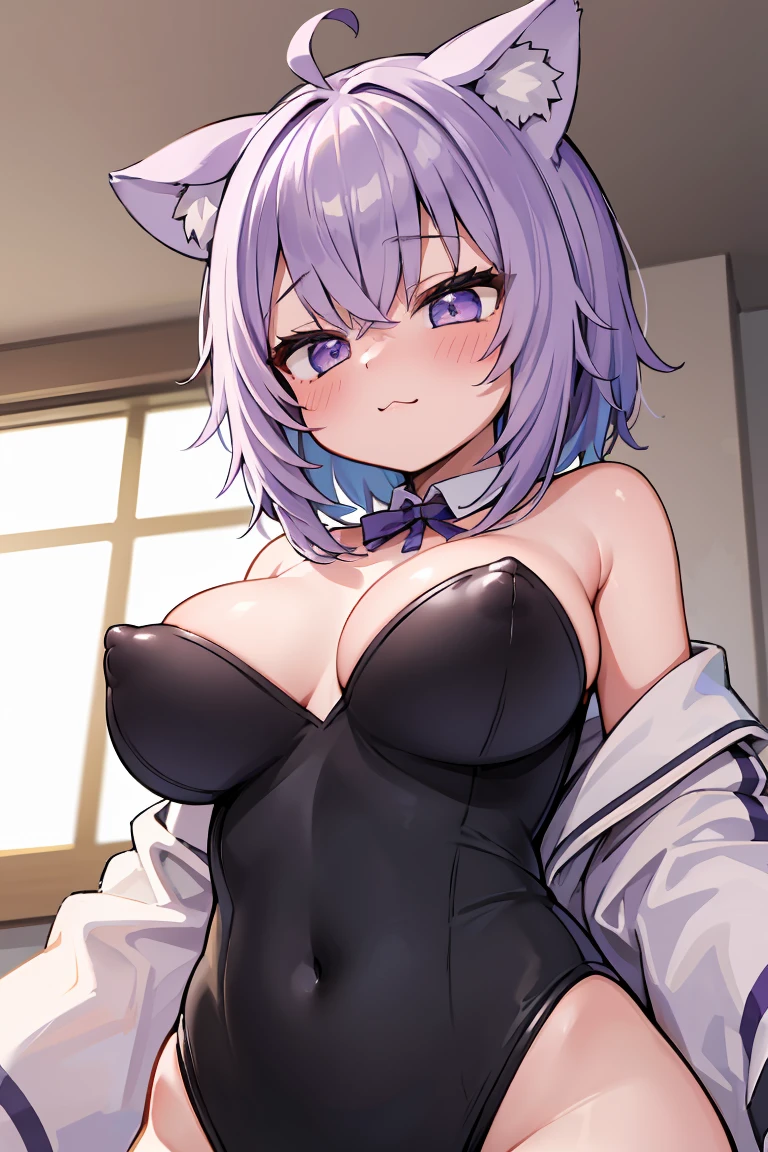 ,Nekomata Okayu Hololive | Character Lora 2946 Browsing Caution,1 Girl,,,chest,尖ったchest,chestの谷間,Underbust,Side Bust Barbosa,(blush),((Embarrassing)),Spread out and masturbate((Glossy black strapless leotard))round 1(((chestを持ち上げる)))((View from below、View from below))Upper body close-up,(とても巨大なchest),Erect nipples,Bunny ears,big