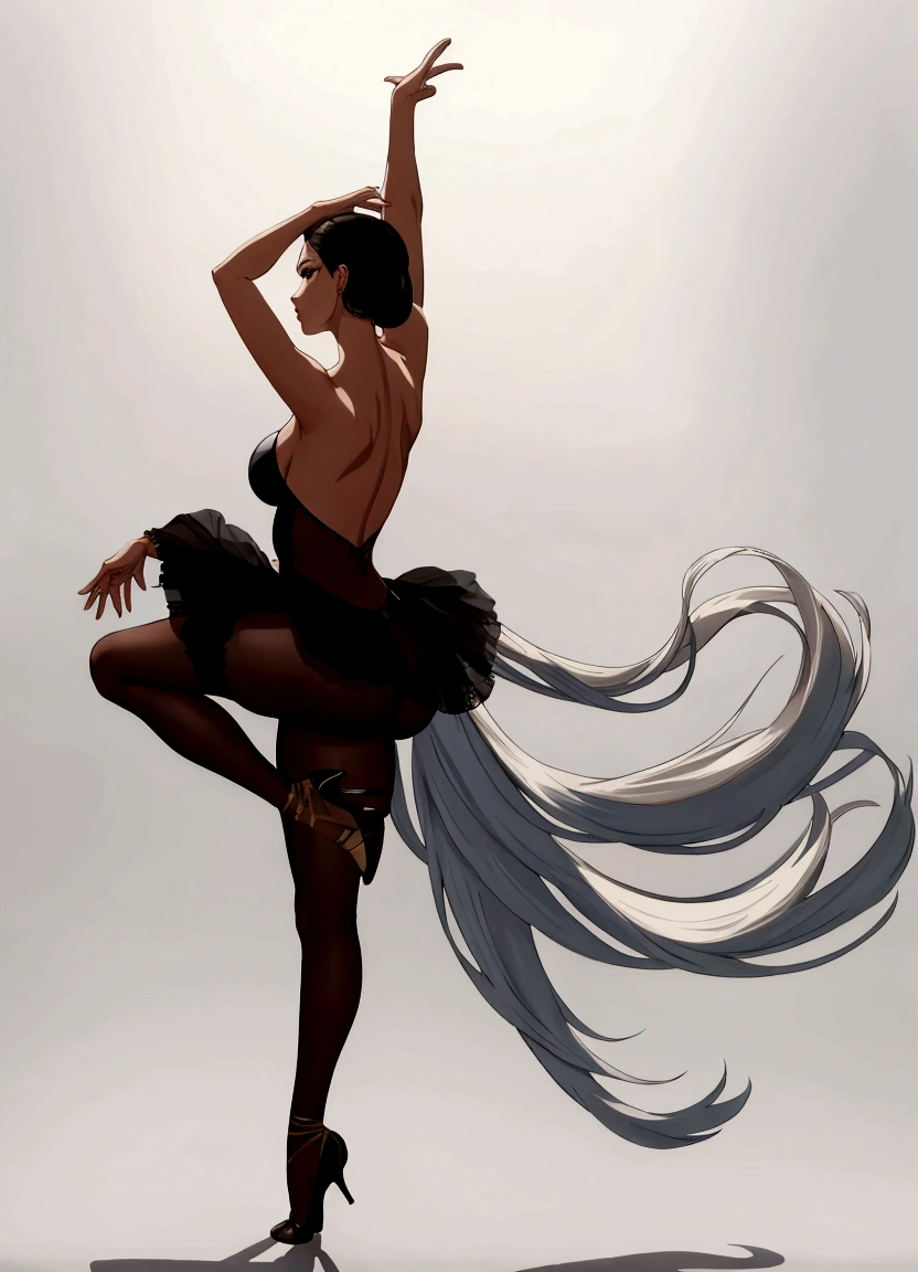 ballet dancer , big ass , big bobs, White background , long hair