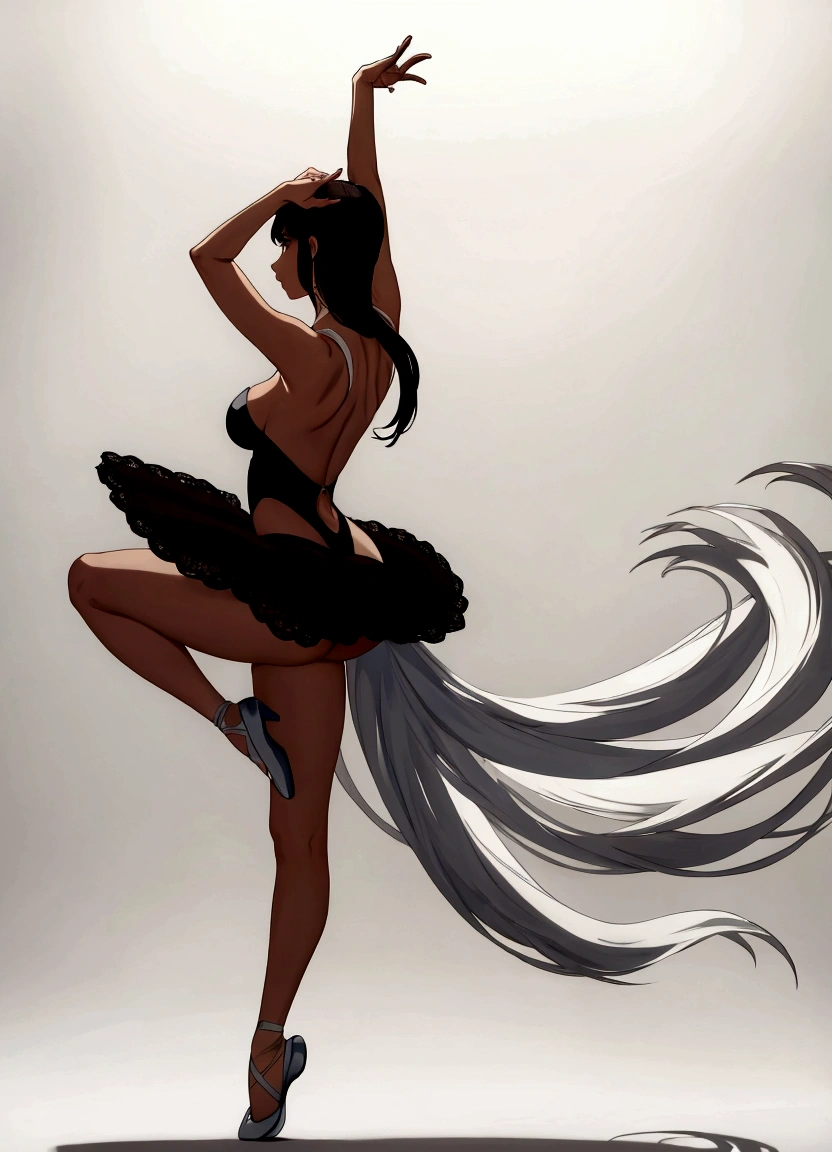 ballet dancer , big ass , big bobs, White background , long hair