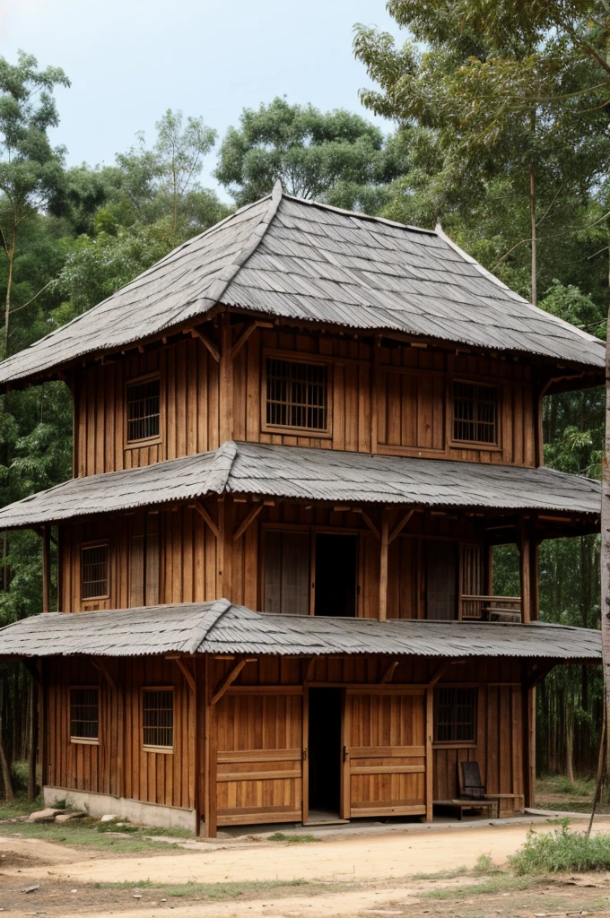 Wooden house of low-income people