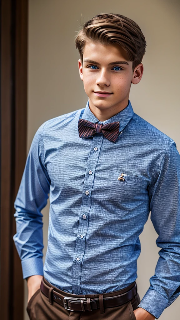 19 year old male wearing bow tie and lomg sleveed button up
4K HIGH REZ
Physical Description: Brown colored hair and skinny build. 5"5 and 150 LB. Blue eyes.
.