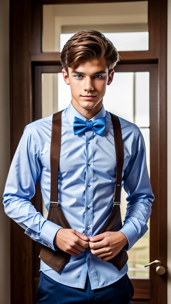 19 year old male wearing bow tie and lomg sleveed button up
4K HIGH REZ
Physical Description: Brown colored hair and skinny build. 5"5 and 150 LB. Blue eyes.
.