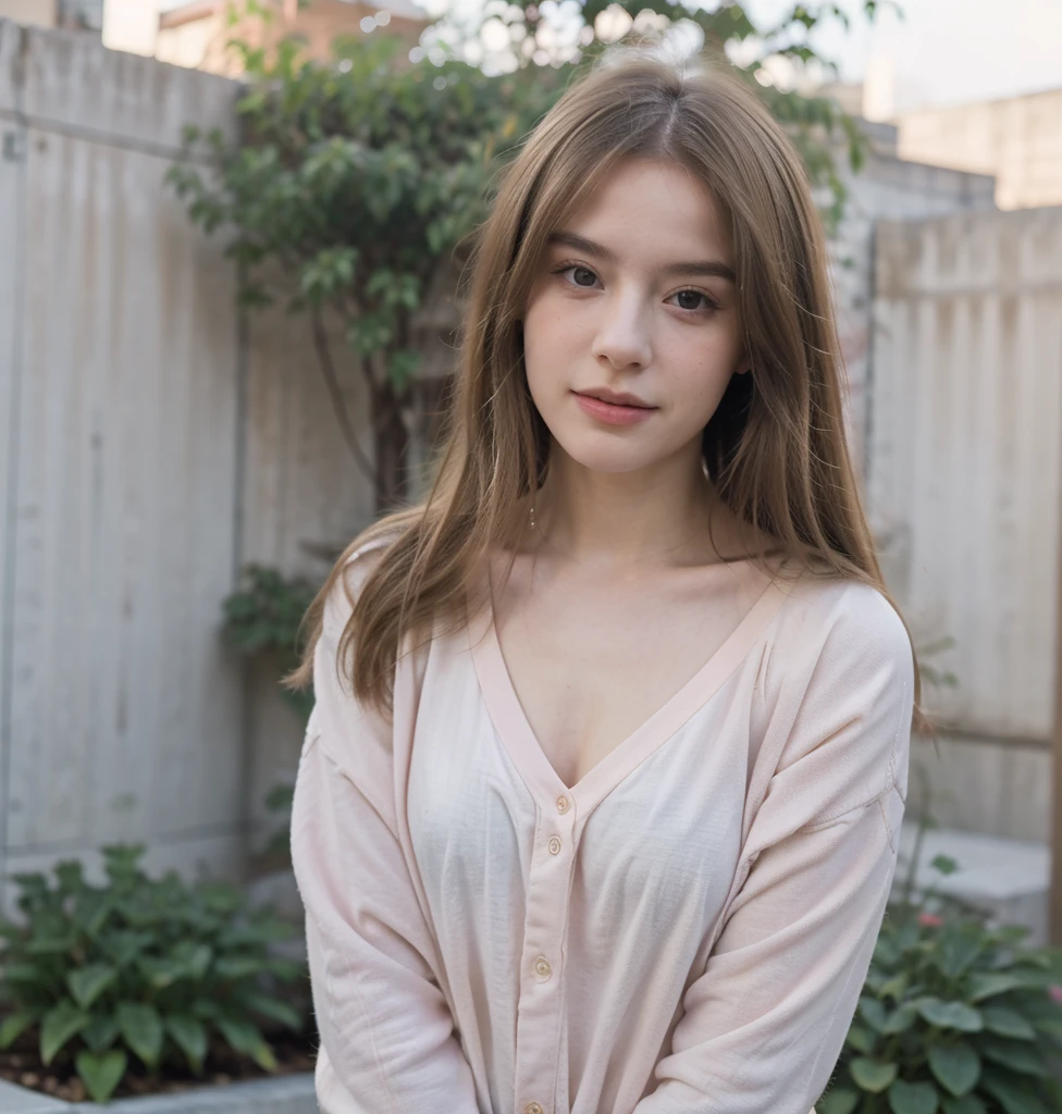 ((best quality)), ((masterpiece)), (detailed), 8k, RAW photo, Fujifilm, style photo of a beautiful young woman as avril in a garden of light pink roses (highly detailed skin: 1.2) Style-Petal BREAK long hair, blonde hair with colored locks, wearing flanel and blue jean (red color), film granulation, 35mm, cute style, white background