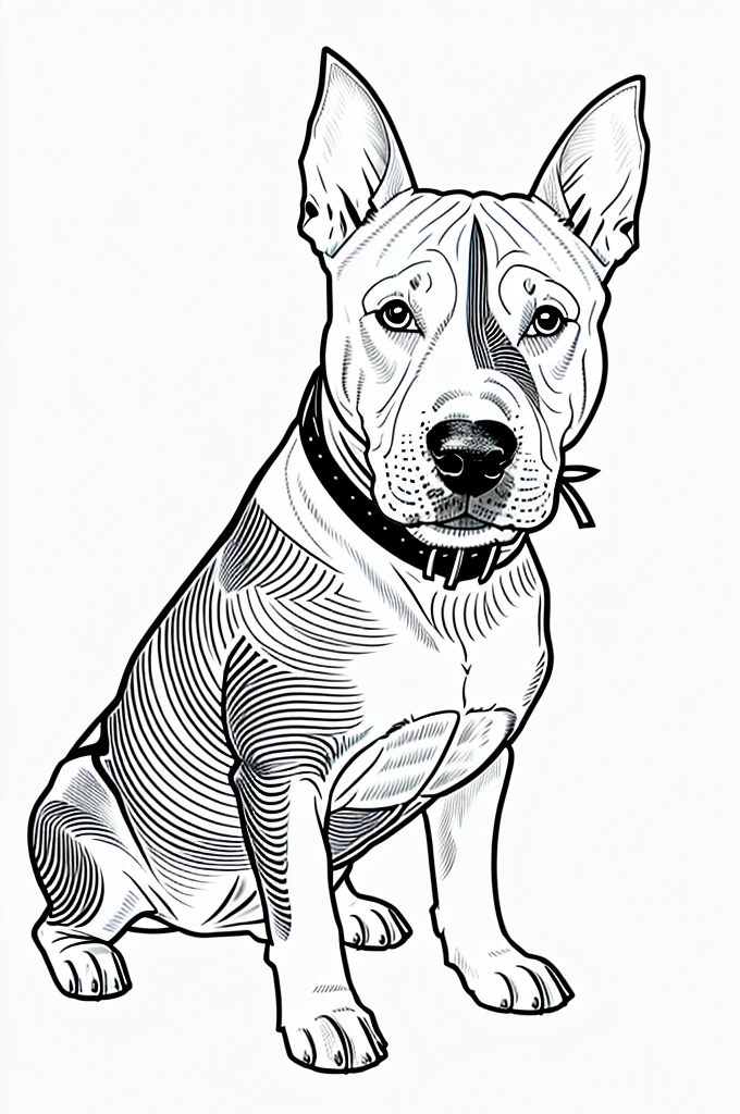 draw an English Bull Terrier dog with only vertical colored lines