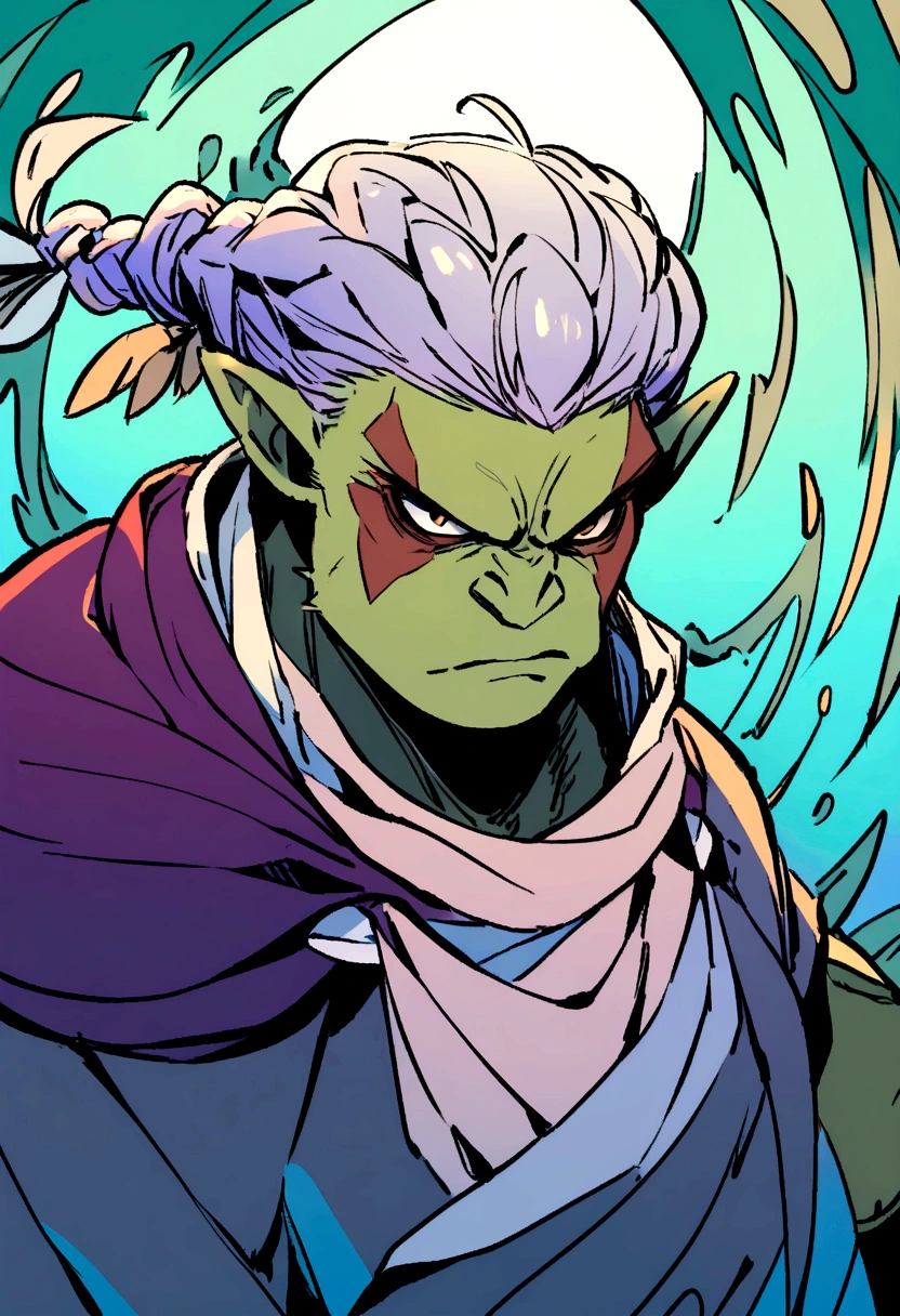 Half-Orc with braided hair