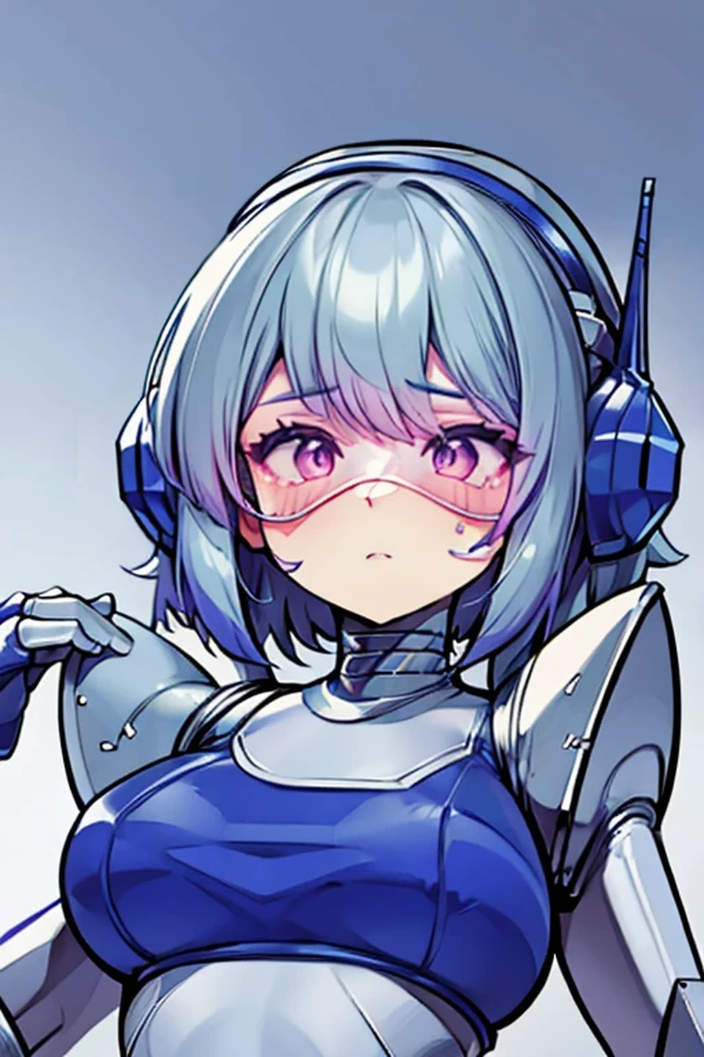 empty eyes,Robotized woman,robot transformation ,big breast,robot joint
