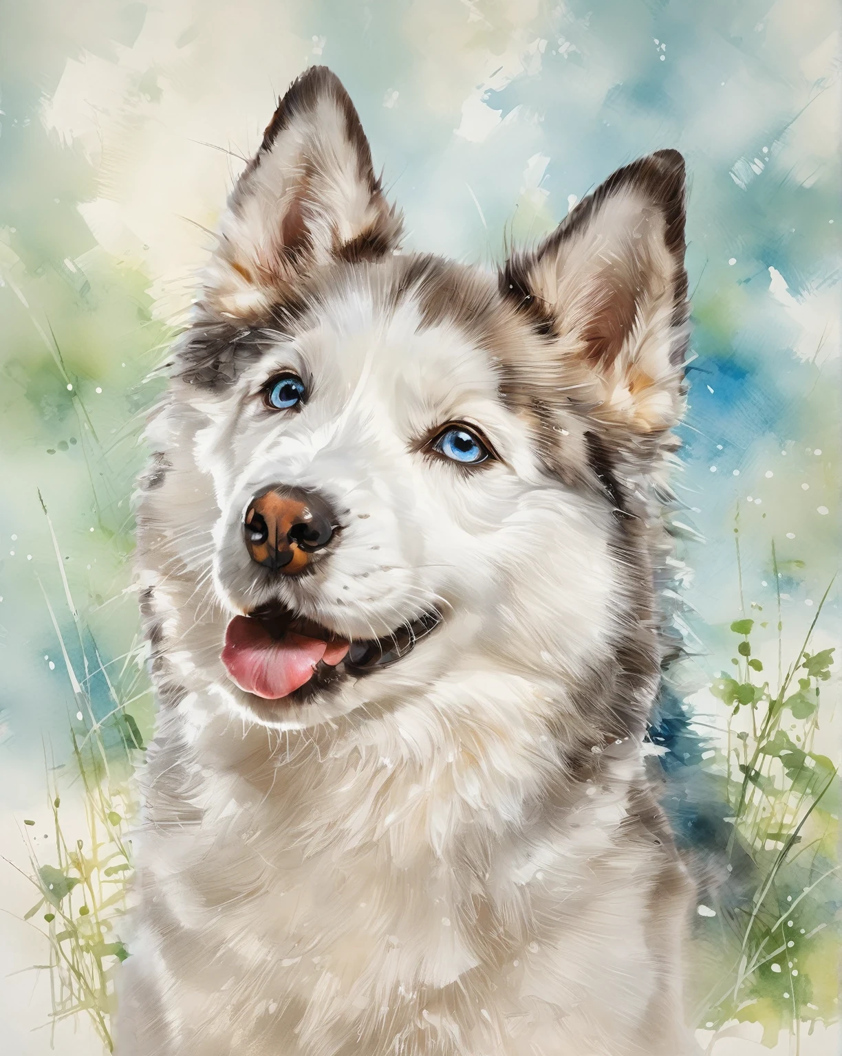 beautiful blue oil and watercolor background with texture, no dripping paint, masterpiece illustration, high quality, high resolution 16k, painting sitting on a sunny meadow, artistic style, oil and watercolor painting
