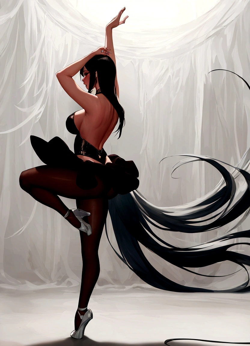sexy girl, ballet dancer , big ass , big bobs, White background , long hair