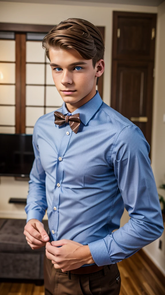 19 year old male wearing bow tie and lomg sleveed button up
4K HIGH REZ
Physical Description: Brown colored hair and skinny build. 5"5 and 150 LB. Blue eyes.
.