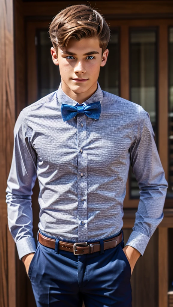 19 year old male wearing bow tie and lomg sleveed button up
4K HIGH REZ 

Physical Description: Brown colored hair and skinny build. 5"5 and 150 LB. Blue eyes. 

.