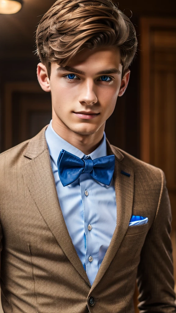 19 year old male wearing bow tie and lomg sleveed button up
4K HIGH REZ 

Physical Description: Brown colored hair and skinny build. 5"5 and 150 LB. Blue eyes. 

.