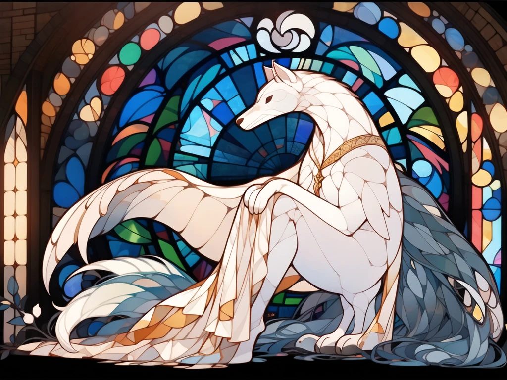 Gigant Nine-tailed white,(((animal))),\(boli\),full body,solo,
