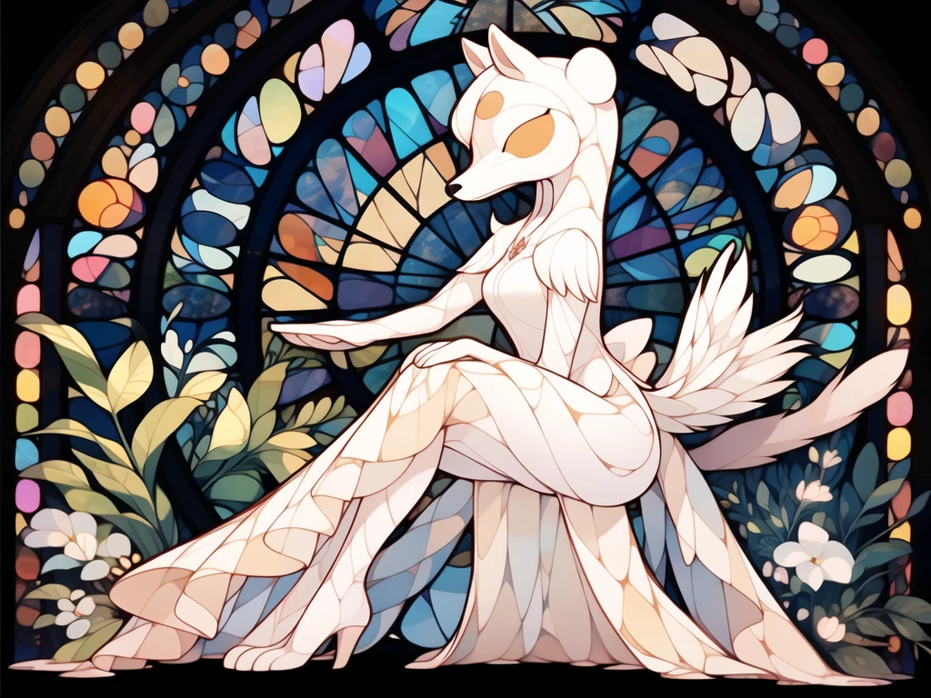 Gigant Nine-tailed white,(((animal))),\(boli\),full body,solo,