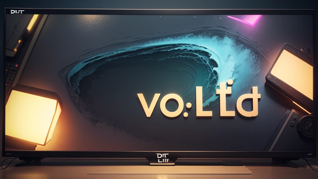 Lo-FI youtube channel banner, (DTG LO-FI word: 1.8), writing, abstract, colorful, neon, watery, high resolution, high quality, neon colors, dark grey background, black grey grdient, painting art