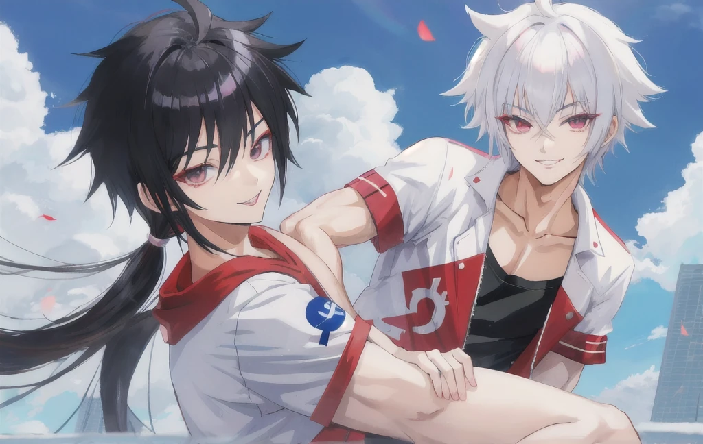(anime styling) with a naughty smile, Asian, branco como a neve, brawny, androgynous, black mullet hair , (style anime) sexly, with an erect penis, hairless, HD, how much