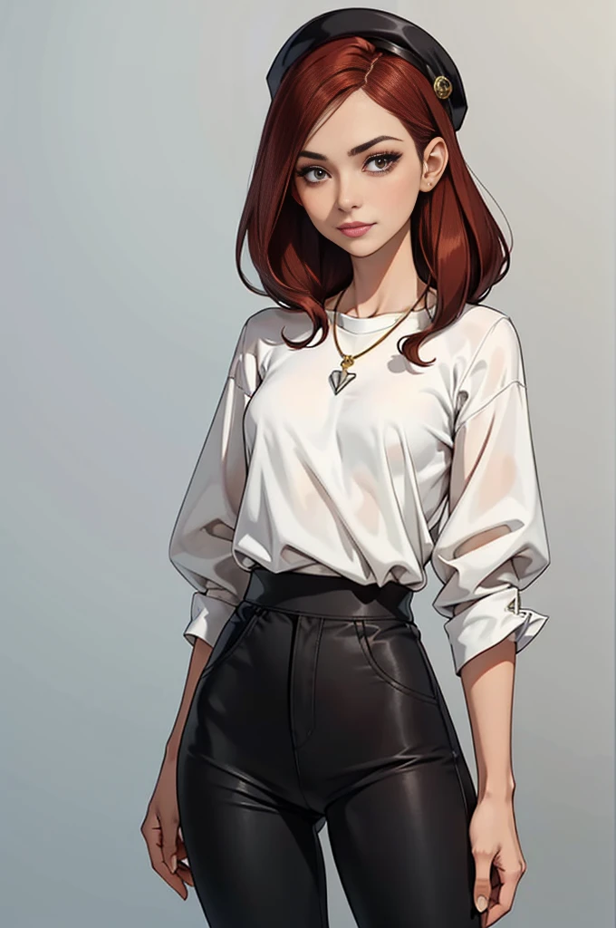flat heart, make-up, mascara, Lips are soft or colored, redheadwear, russet hair, Grinning, fundo preto Simpler, minimalism, monotone, paletas de cores Simpler, cleaned up, Sharp Projects, fluid silhouettes, skirts and tight pants, high-waisted skirts and pants, vestidos Simpler, shirts and blouses, assymetrical, geometric, Elegant, luxurious materials and designs, Simpler, Minimal accessories, Necklaces and thin rings in silver or gold, Pulseiras Simpler, Differentiated designs, silhuetas Simpler, estilo Simpler e sofisticado, elegence, minimalism, high quality materials, Fresh and urban printing, high-fashion, Simplicity and sophistication,