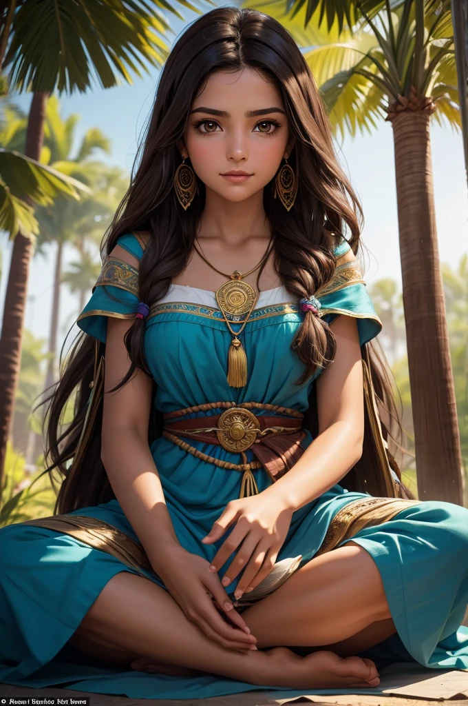 a young psychology student, de 1,63cm tall, with a more mature face of a 30 year old woman, medium body brunette with long dark brown hair, with dark brown eyes and an appearance that resembles a gypsy in long dresses. She has a natural sensitivity and keen intuition, characteristics that help her deeply understand the emotions of those around her. Isabela is lively and dreamy, believing in the power of positivity and the transformative potential of psychology to promote personal growth and emotional healing. Your special connection with nature is evident in your daily routine, where he spends time meditating outdoors and practicing spiritual rituals. Determined to unite her interests in the human mind and the spiritual world, Isabela seeks to become a psychologist who doesn&#39;t just listen, but also guides his patients on journeys of self-discovery and emotional well-being.
