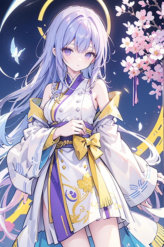 Yellow and light blue two-tone hair, purple eyes, Oriental-style clothes, Breasted women, E Cup, Balaur, Yandere expression, psychopath