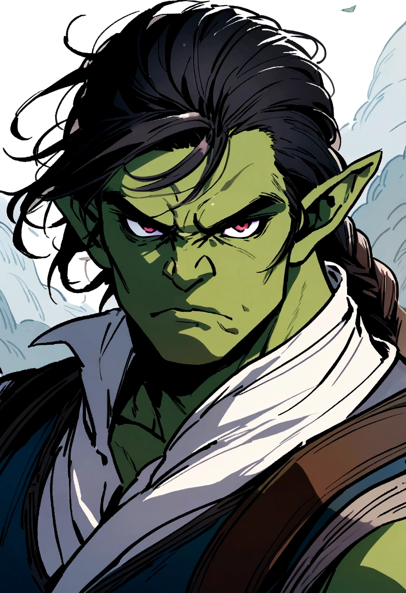 Half-Orc with full body braided hair
