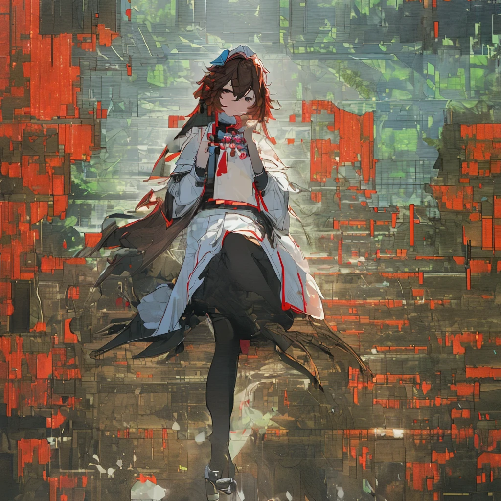( best quality、8k、masterpiece、Practical：1.3 )、 1 female、( A garden with a classic and famous castle as the background )、( Very high quality dark background : 1.2)、Natural bright sunlight、Blue sky、Brown hair tied up、Beautiful Women in Perfect Shape: 1.4、Highly detailed face and skin texture、Delicate eyes、double eyelids、far away : 1.2 、I can see the whole body、White maid、White maid headband、Ruffled shirt、Ribbon Tie、apron、High heel 、 ( Skirt lift show : 1.3 )