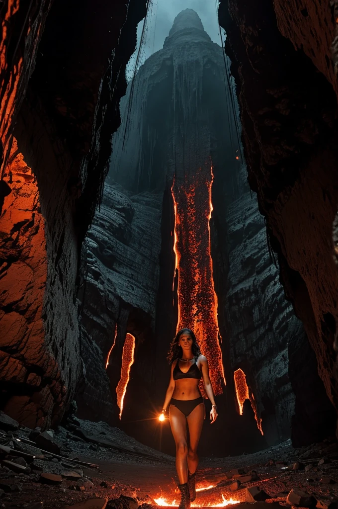 Witch, naked, she's bending over and exposing her naked heart shape ass , ready for breeding , dark cave in background, glowing bright red eyes, slim body, vagina,  labia , photo Realistic detailed vagina, detailed labia, looking over her shoulder 