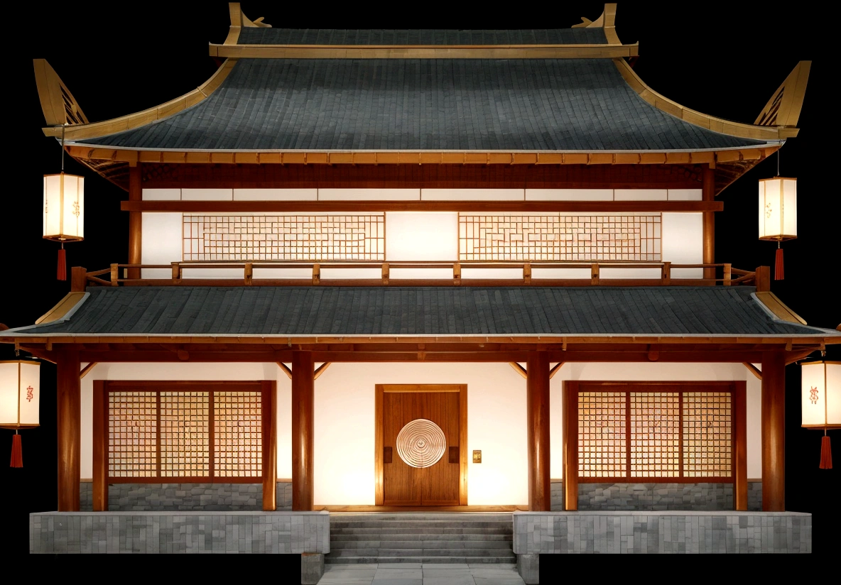 a close up of a building with a lantern on the roof, zen temple background, japanese house, japanese temple, ancient japanese architecture, temple background, japanese architecture, digital painting of a pagoda, background depicting a temple, japanese temples, chinese building, inspired by Shūbun Tenshō, inspired by Sesshū Tōyō, european japanese buildings
