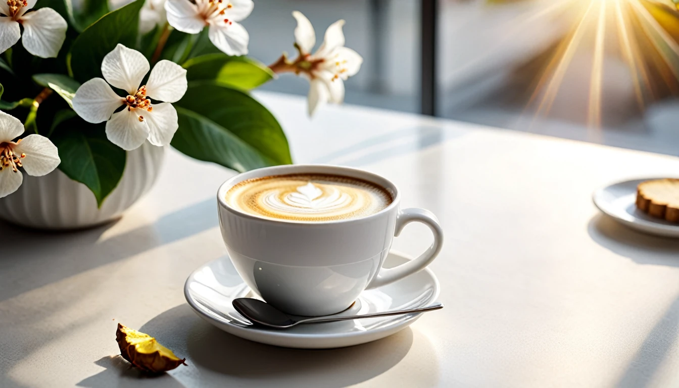 Best still life composition(best quality,4K,8K,High resolution,masterpiece:1.2),Super detailed,(Practical,photoPractical,photo-Practical:1.37),latté(clear focus、obvious)There is slight smoke in the white ceramic cup.Artist coffee impression.White sweater with clear texture，Wrinkles arranged randomly...Sophisticated and elegant.A bouquet of bright, light wild ginger flowers placed flat from above is elegant and elegant(Lying flat on the table.From top to left.Make space on your desk)..Modern style cafe bokeh background.Super detailed.（Super quality，Super detailed，Ultra-complex，Extremely complex）Soft and natural light and shadow.Reverse fragrance.no humans.Ultra wide angle, (Detailed texture),Background covered with film grain, natural soft light,(Morning Scene.warm sunshine in the morning)Ray tracing, Vignette, Wide-angle lens, Ultra wide angle, best qualitycinematic lighting, Depth of Field, outer boundary, Negative space, Letterbox header image