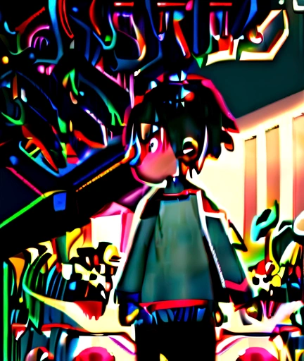 A small, picturesque village with quaint houses, narrow dirt paths, and lush greenery. A young boy, Ali, with a thoughtful expression, holding a toy and looking around, feeling a bit lonely.