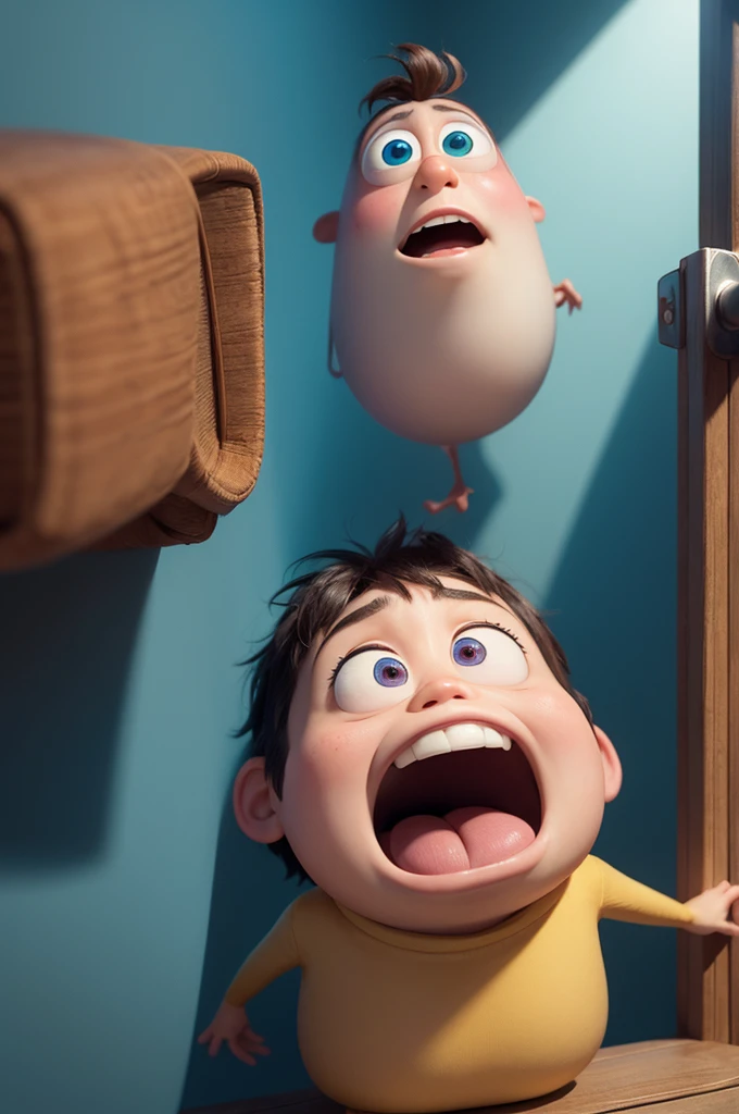 I want a photo of an emotion from the pixar movie. It&#39;s one with pink hair and yellowish skin and she&#39;s holding several bows in her hand and scissors in the other hand. 