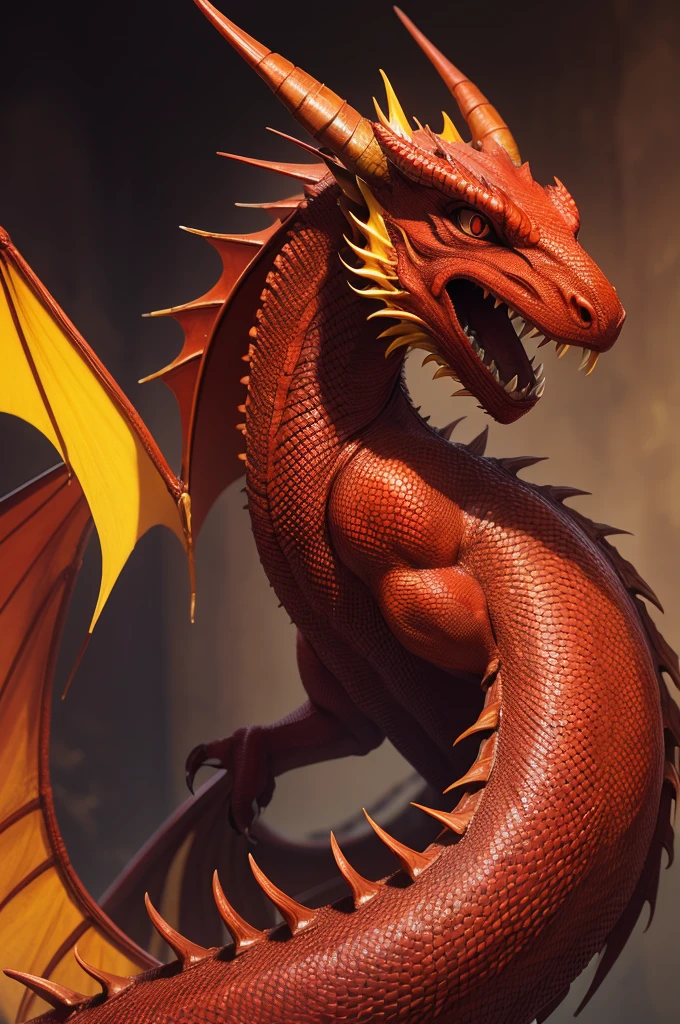 Red dragon with yellow eyes