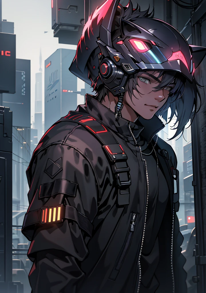 ultra detail, high resolution, ultra detailed, best quality, amazing, top quality, extremely detailed CG unity 8k wallpaper, cinematic lighting, cat fanboy, cyberpunk, dark boy