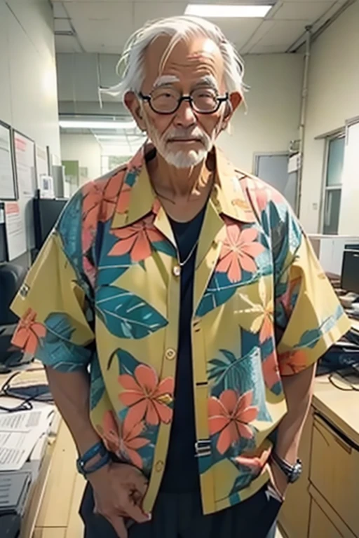 office、Old man in aloha clothes