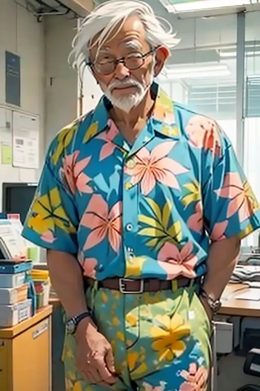 office、Old man in aloha clothes