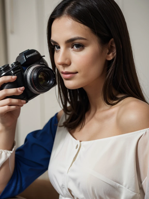 (fermer, photographie éditoriale d&#39;une femme argentine de 20 ans des années 2020), (visage très détaillé:1.4) (sourire:0.7) (arrière-plan à l&#39;intérieur de l&#39;obscurité, lunatique, étude privée:1.3) lancer, par Lee Jeffries, Nikon D850, photographie de pellicule ,4 Kodak Portra 400 ,caméra f1.6 lentilles ,couleurs riches ,hyper réaliste ,texture réaliste, éclairage dramatique , Cinéstill 800,